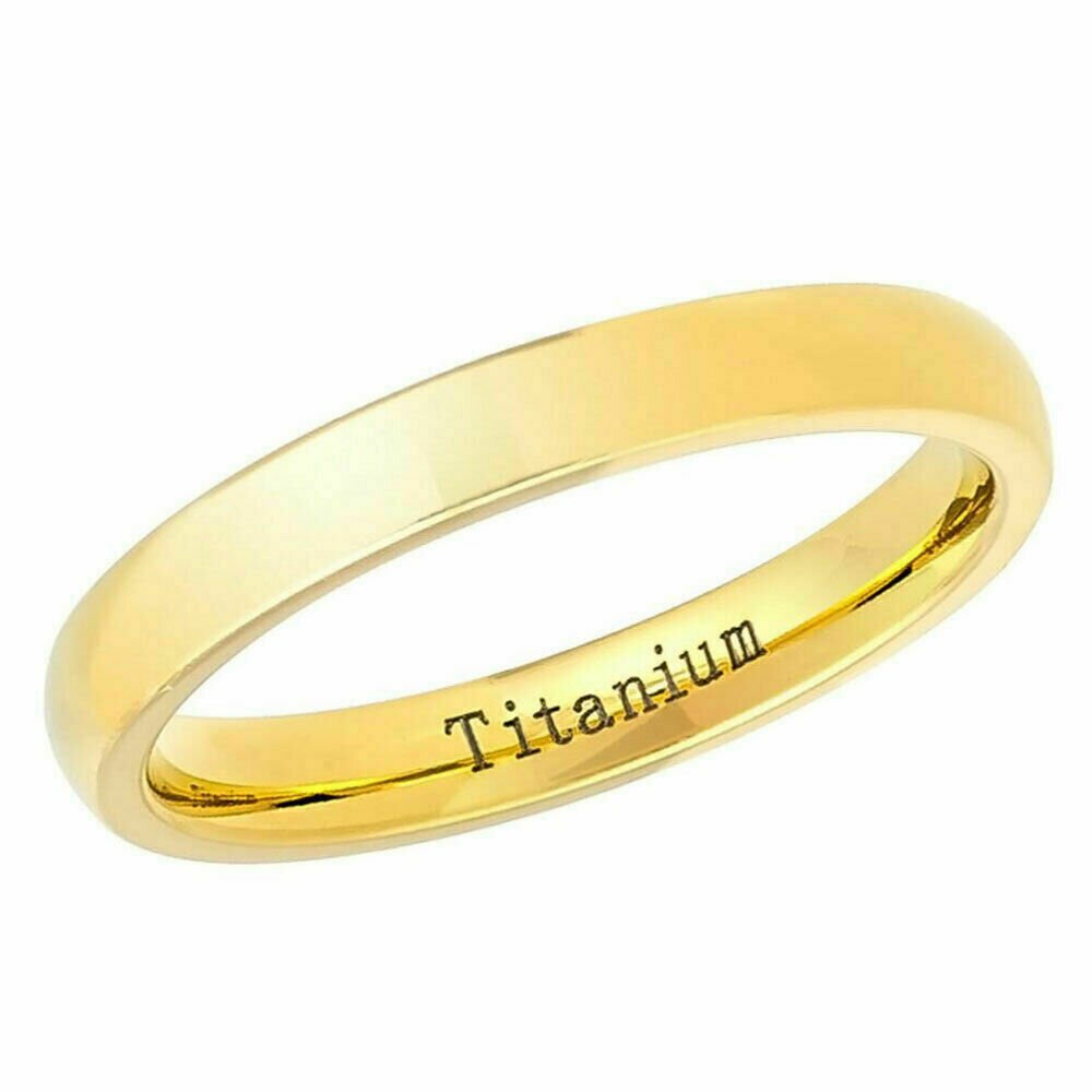 Gold coloured titanium band ring - 3mm wide