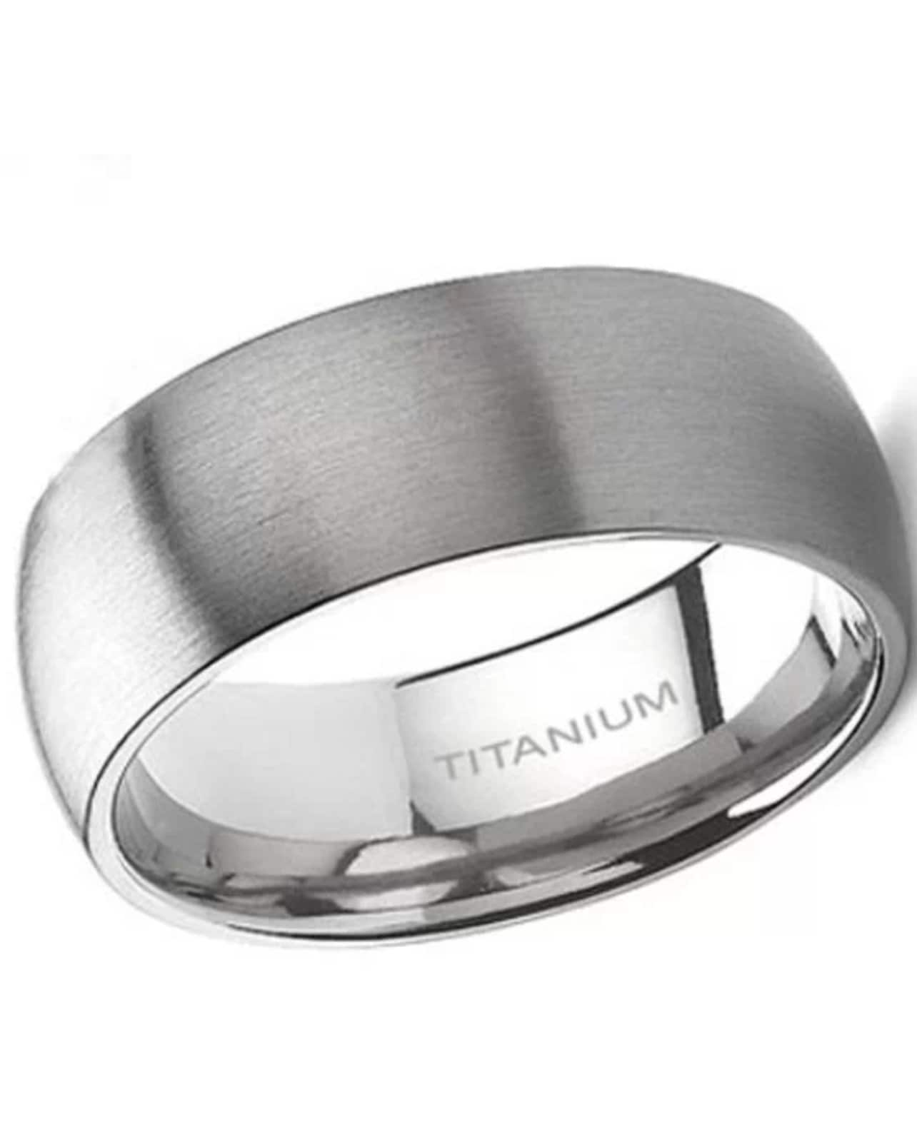 Super stylish 8mm satin finish titanium band ring