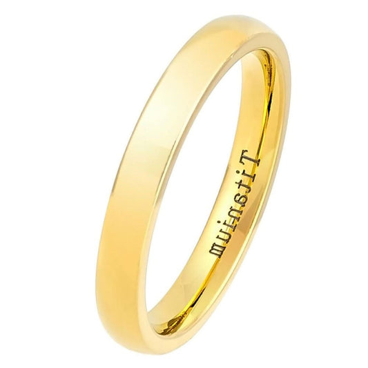 Gold coloured titanium band ring - 3mm wide