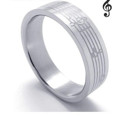 Titanium novelty musical note ring design