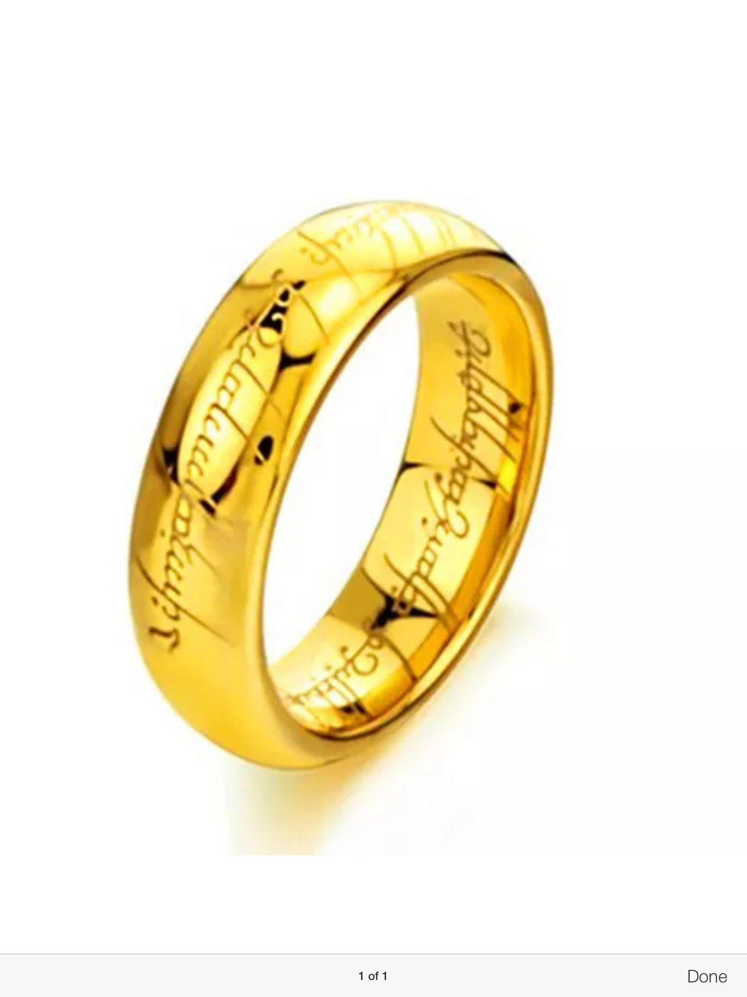 Solid tungsten lord of the rings band ring