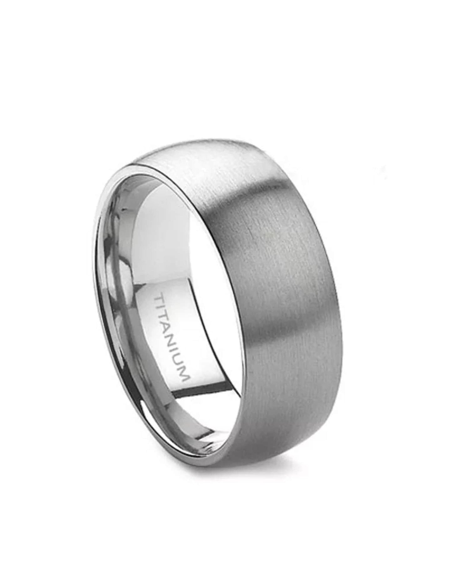 Super stylish 8mm satin finish titanium band ring