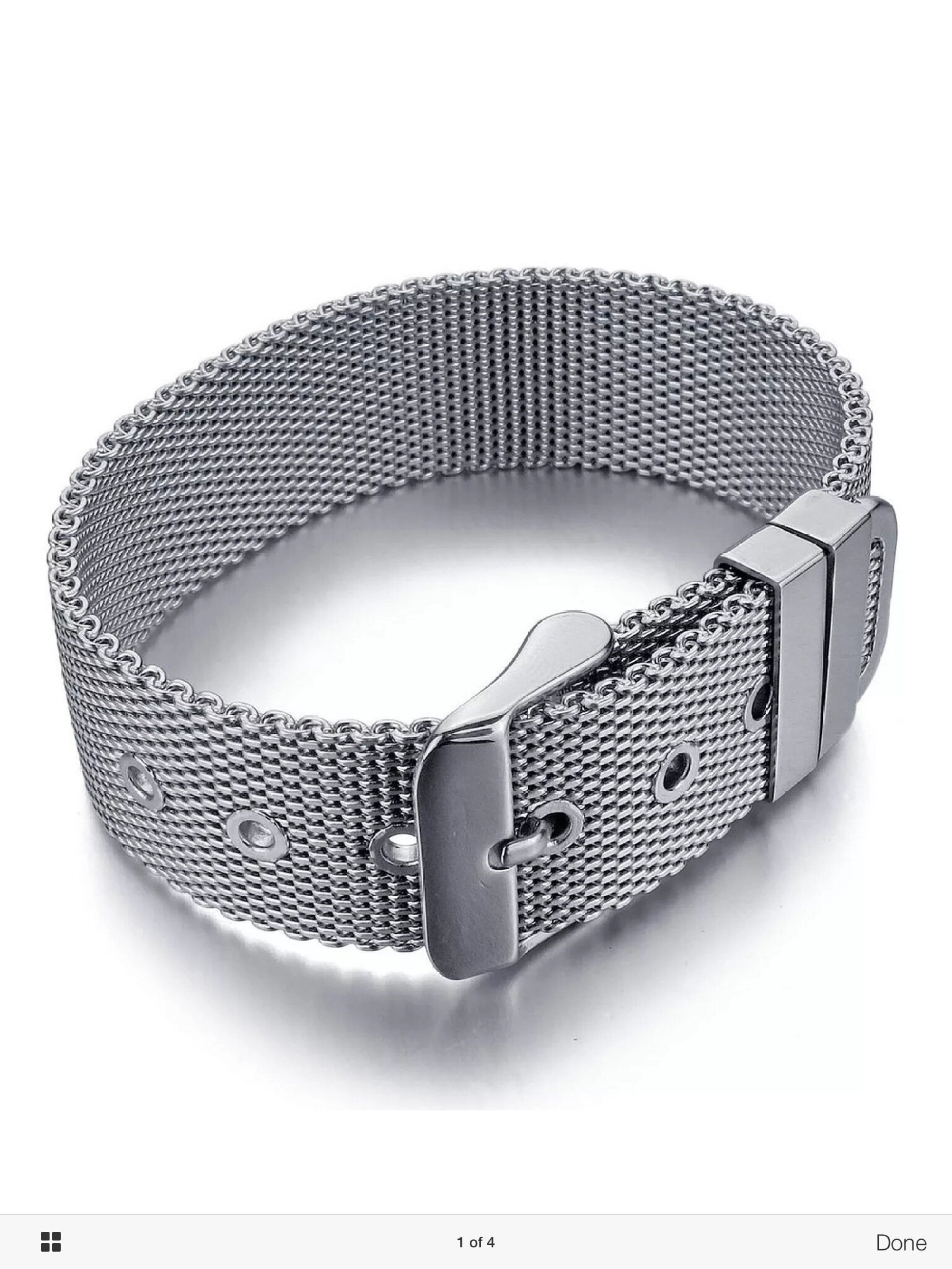 Stylish belt/buckle design mesh stainless steel bracelet