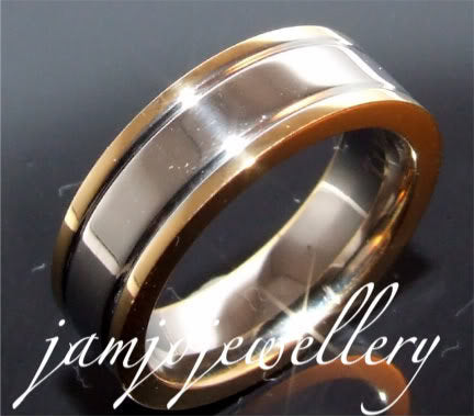 Stylish 6mm two tone titanium band ring