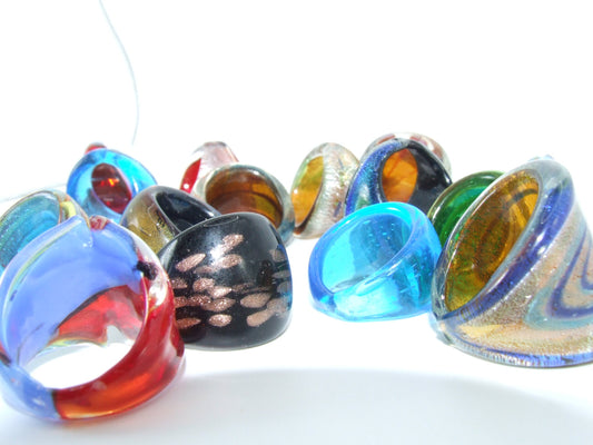 Beautiful murano oversized statement glass rings