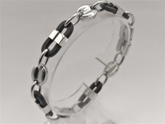 Super stylish stainless steel & rubber link bracelet