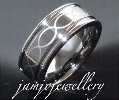 Stunning tungsten carbide infinity band ring available in 6mm or 8mm