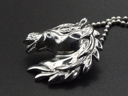 Stunning large stainless steel horse pendant