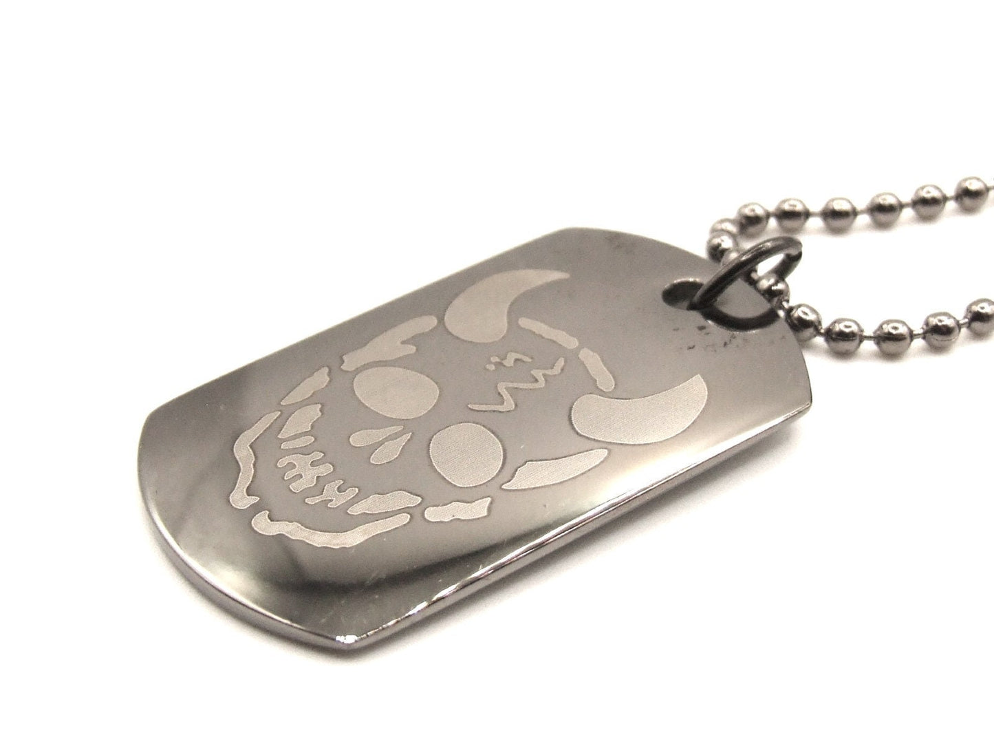 Tungsten dog tag style pendants with various lasered designs